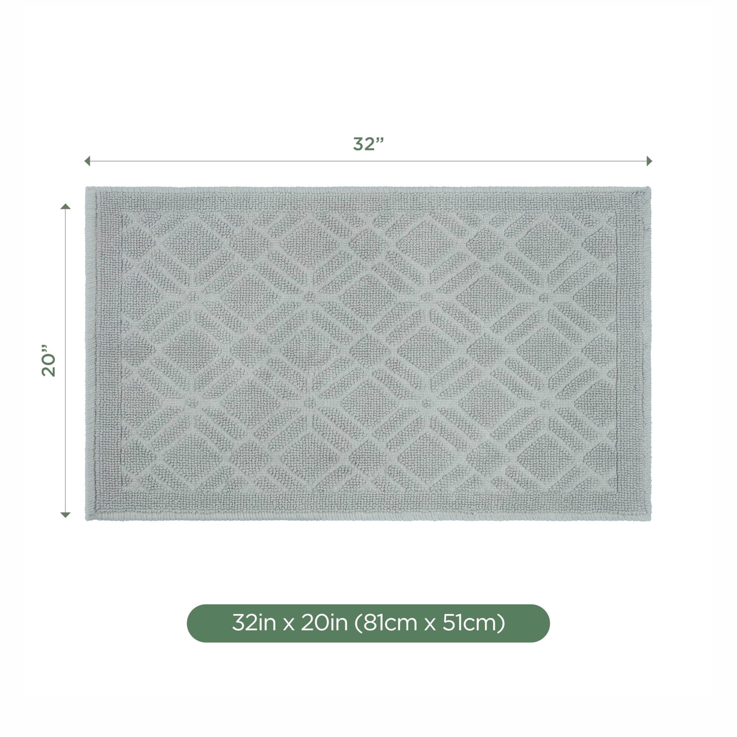 Martex Restore Geometric Bath Rug - Soft, Absorbent 100% Cotton with Plush Comfort and Non-Skid Backing - Sculpted Jacquard Design for a Spa-Inspired Bathroom - 20" x 32" – Grey