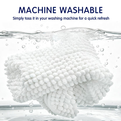 SUBRTEX Bathroom Rugs Chenille Bath Rug Soft Short Plush Bath Mat Soft Shower Mat Water Absorbent Shower Mat Quick Dry Machine Washable(White,18" x 24")
