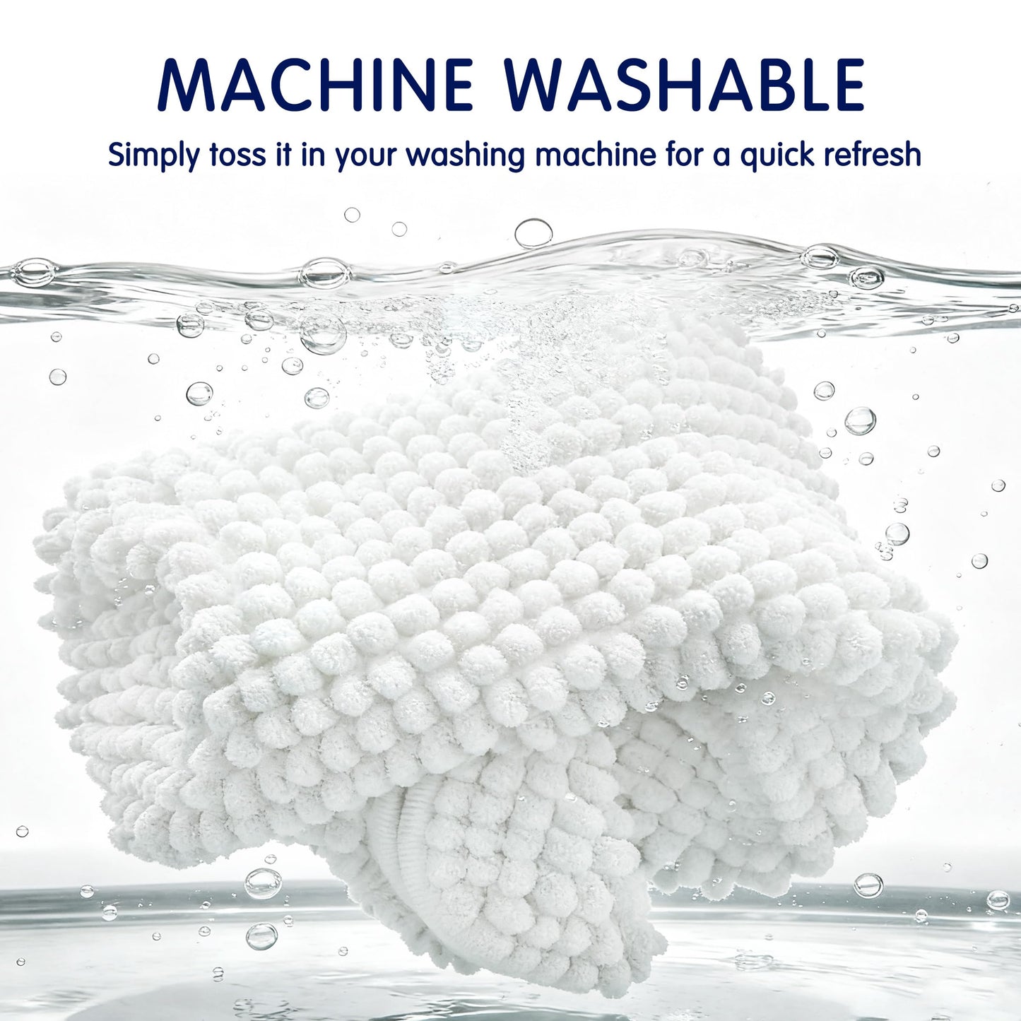 SUBRTEX Bathroom Rugs, 24" x 55" Chenille Bath Rug Soft Short Plush Bath Mat Soft Shower Mat Water Absorbent Shower Mat Quick Dry Machine Washable, White