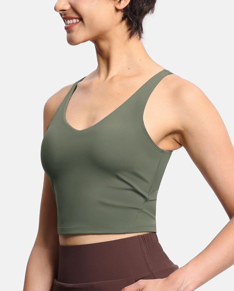 Womens' Longline Wirefree Padded Sports Bra - Medium Support for Active Lifestyle