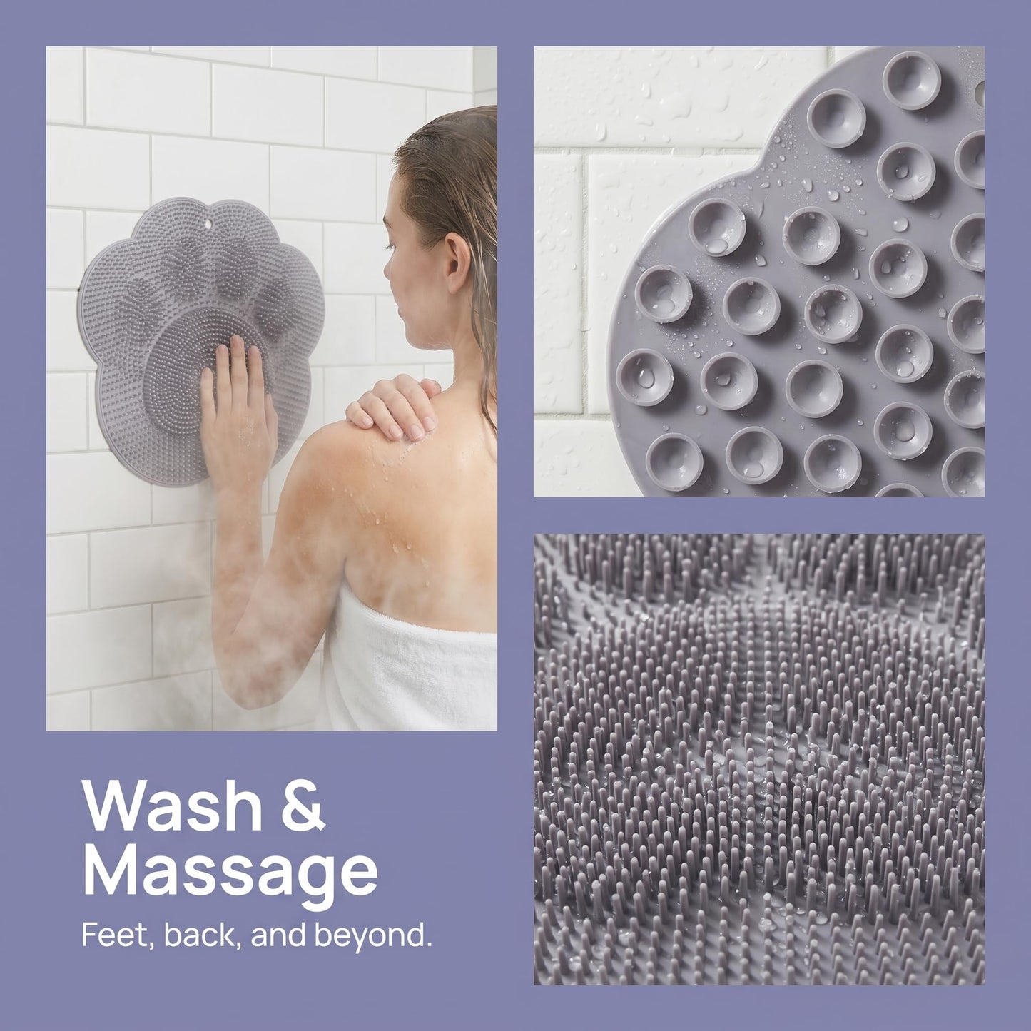 Foot Scrubber Mat for Use in Shower - Shower Foot Cleaner Dead Skin, Foot Massager Spa Mat for Men & Women to Soothe Achy Feet, Non Slip Suction Cups