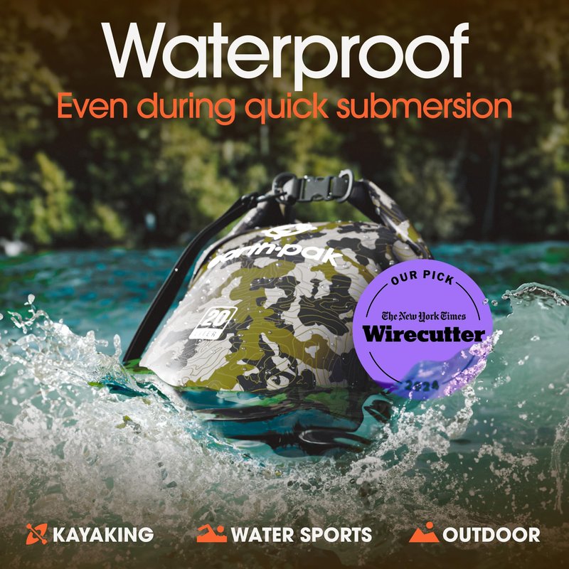 Earth Pak Waterproof Dry Bag - Roll Top Waterproof Backpack Sack Keeps Gear Dry for Kayaking, Beach, Rafting, Boating, Hiking, Camping and Fishing with Waterproof Phone Case (Camo, 10L)