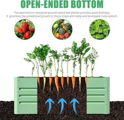 SnugNiture 2 Pcs 4x2x2FT Raised Garden Bed Galvanized Planter Garden Boxes Outdoor, Deep Root Planter Raised Bed for Vegetables Flowers Herbs,Green