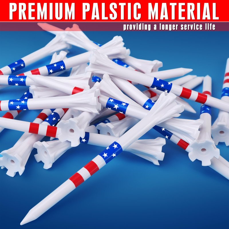 CHAMPKEY 5-Prong Plastic Golf Tees 120 Pack - Star and Stripe Marking System Golf Plastic Tees - Includes 100 Pcs 3-1/4" and 20 Pcs 1-1/2" Plastic GLF Tees (3-1/4")