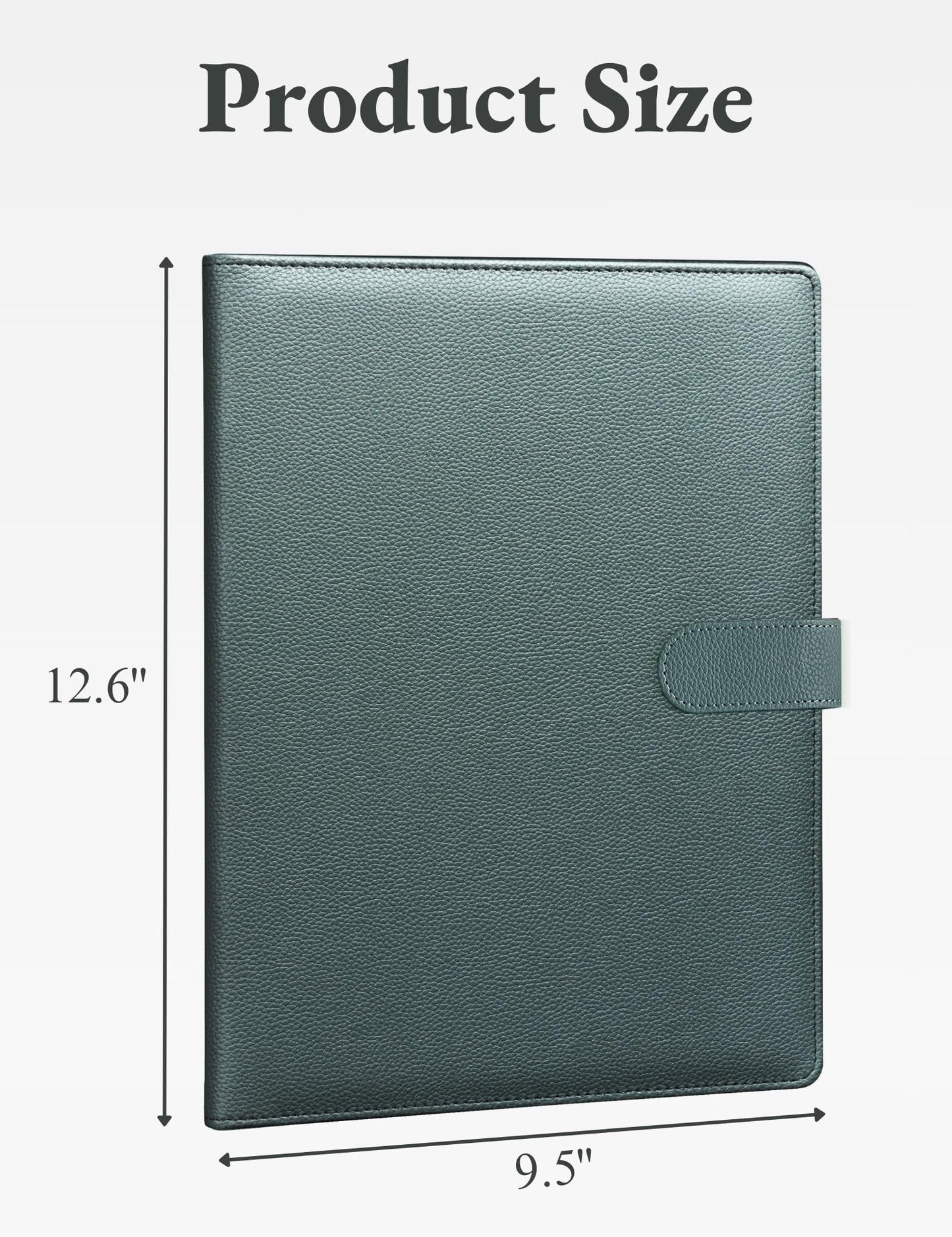 Mymazn Padfolio Portfolio Folder, Faux Leather Interview Resume Folder with Document Organizer & Business Card Holder, Letter-Sized Notepad Legal Pad Holder for Men Women (Grey Green)