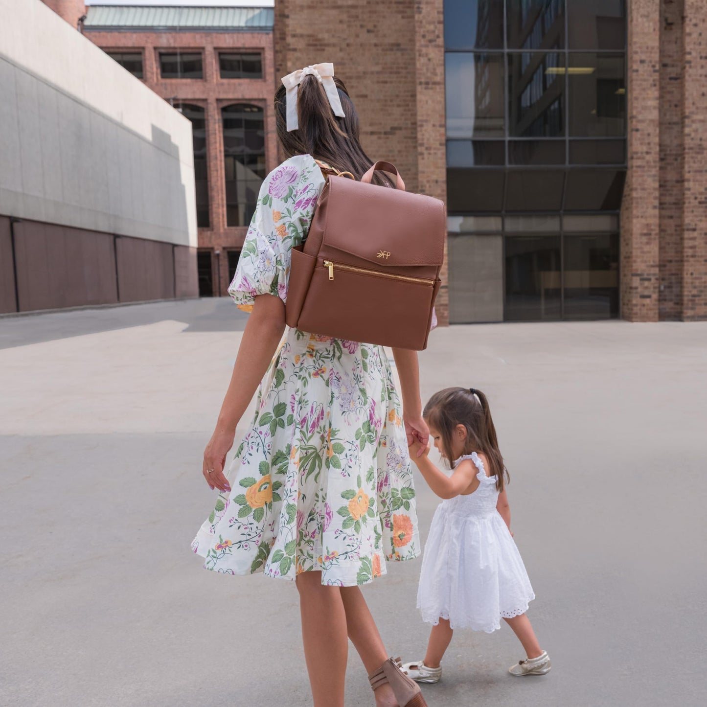 Freshly Picked Mini Diaper Bag II Backpack – Premium Vegan Leather Small Baby Bag with Changing Pad, Compact, Lightweight & Stylish for Moms On-the-Go, Cognac