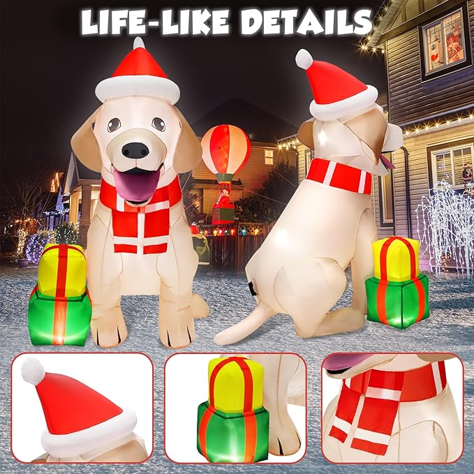 5FT Christmas Inflatables Decorations Outdoor Vivid Lab Dog with Build-in Bright LED Christmas Blow Up Yard Decoration Christmas Decorations Outdoor Indoor for Holiday Party Garden Lawn Home