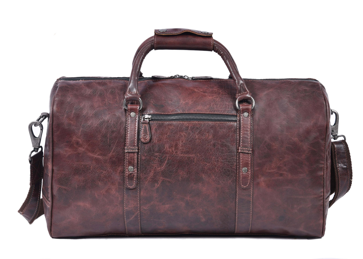 Leather Duffel Bag for Men & Women Travel, Weekend, Overnight, Gym Bag - Florida Brown
