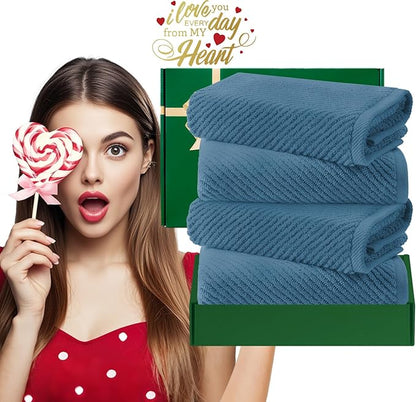 VOOVA & MOVAS Hand Towels for Bathroom Set of 4, Large 18" x 28", 100% Cotton |