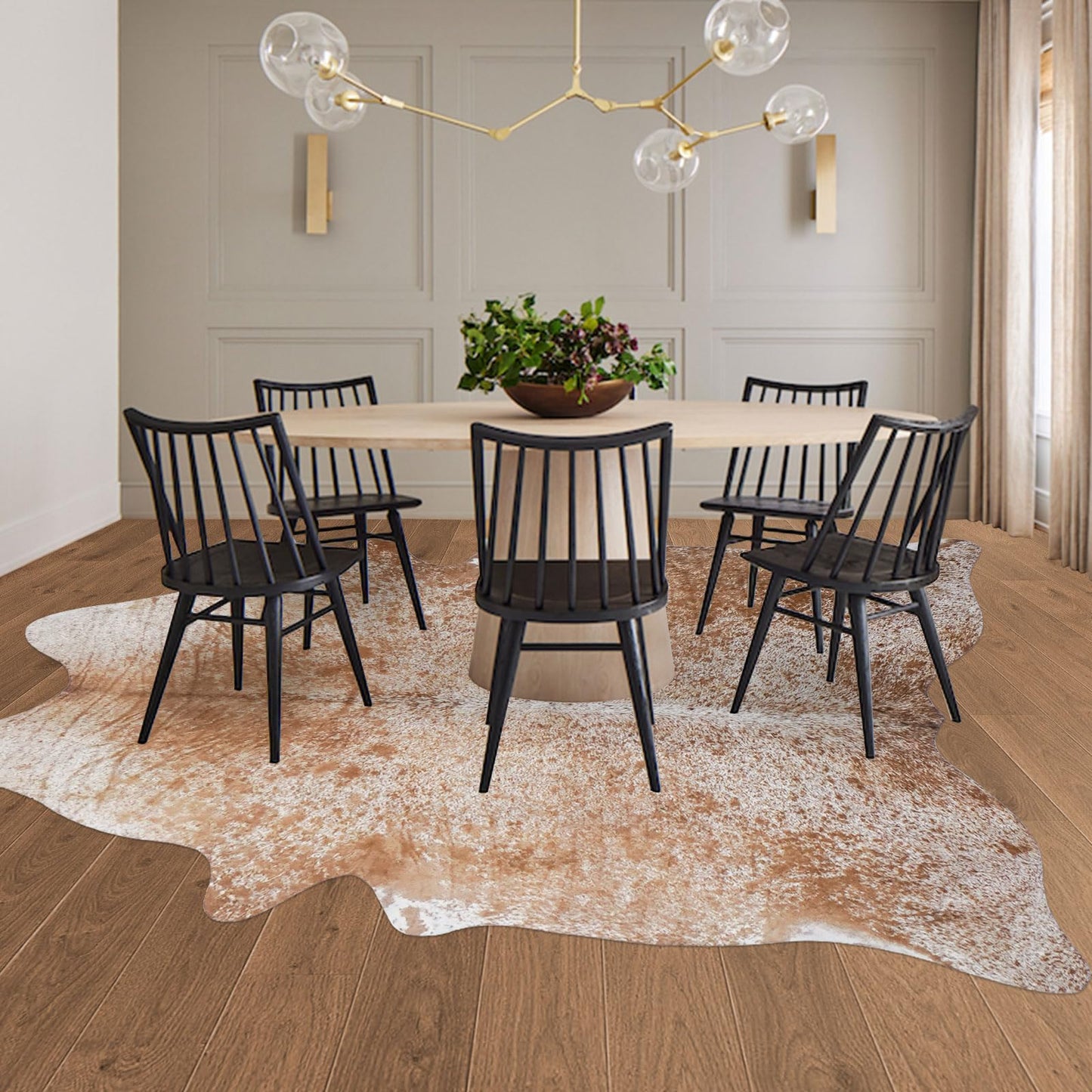 Cow Hide Faux Cowhide Rug - 4.6x5.2 Feet Cow Print Pattern Area Rugs Small Animal Print Carpet Western Home Decor for Living Room Bedroom
