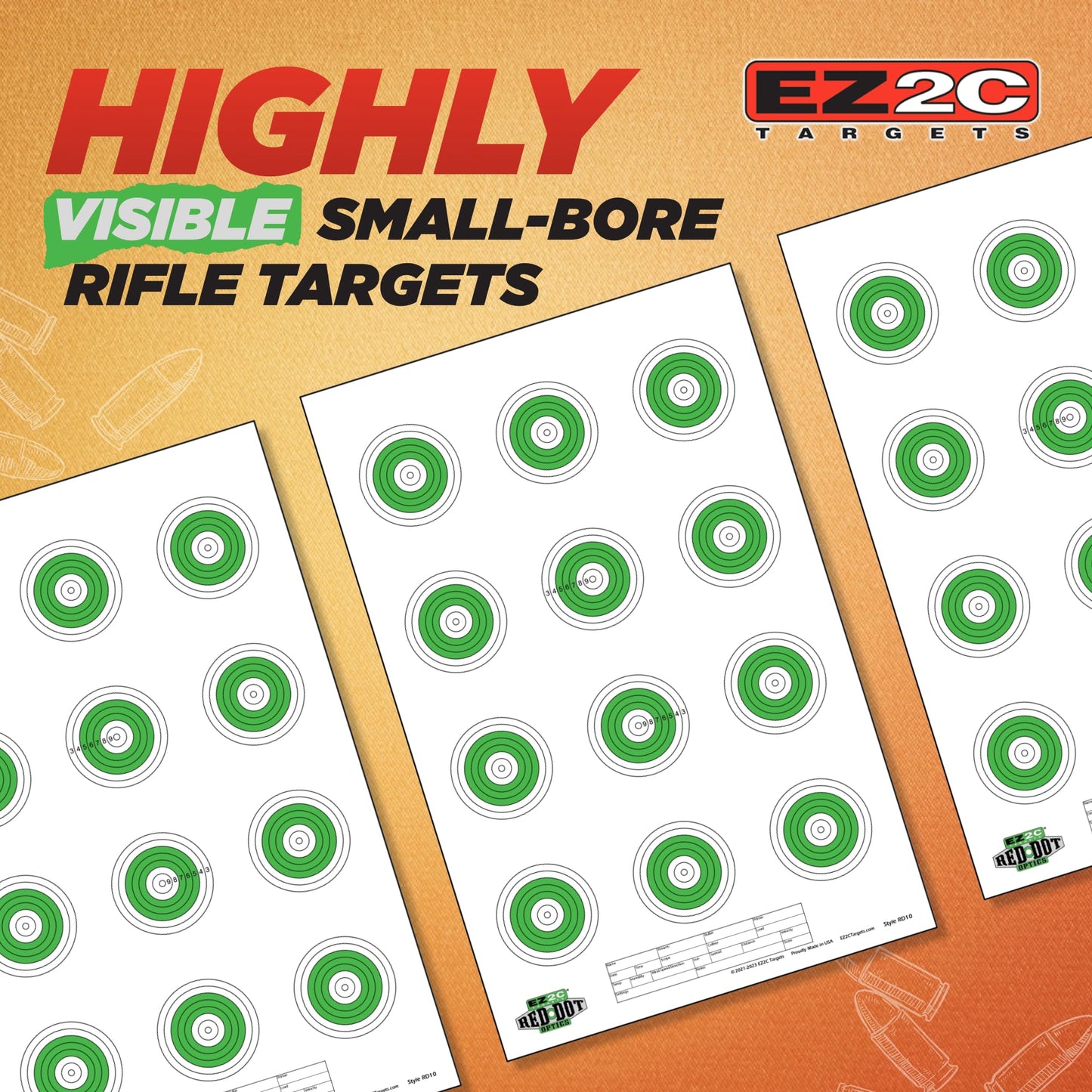 Red Dot Optics Style 10: Small Bore Rifle 50 Feet by EZ2C Targets Paper Shooting Gun Target High Visibility Firearms Rifles 11" x 17" (25 Count)