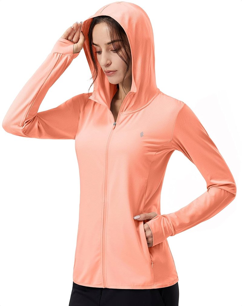 Women's UPF 50+ Sun Protection Hoodie Jacket - Lightweight Long Sleeve Outdoor Shirt with Pocket