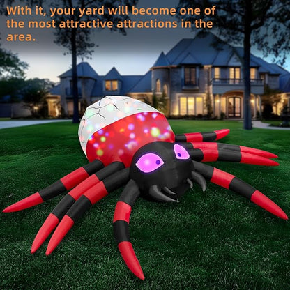 12FT Halloween Inflatable Scary Spider Decorations Outdoor,Halloween Blow Up Yard Decorations Built-in Rotating LED Lights,Party Decorations,Haunted House Decor,for Garden,Lawn.