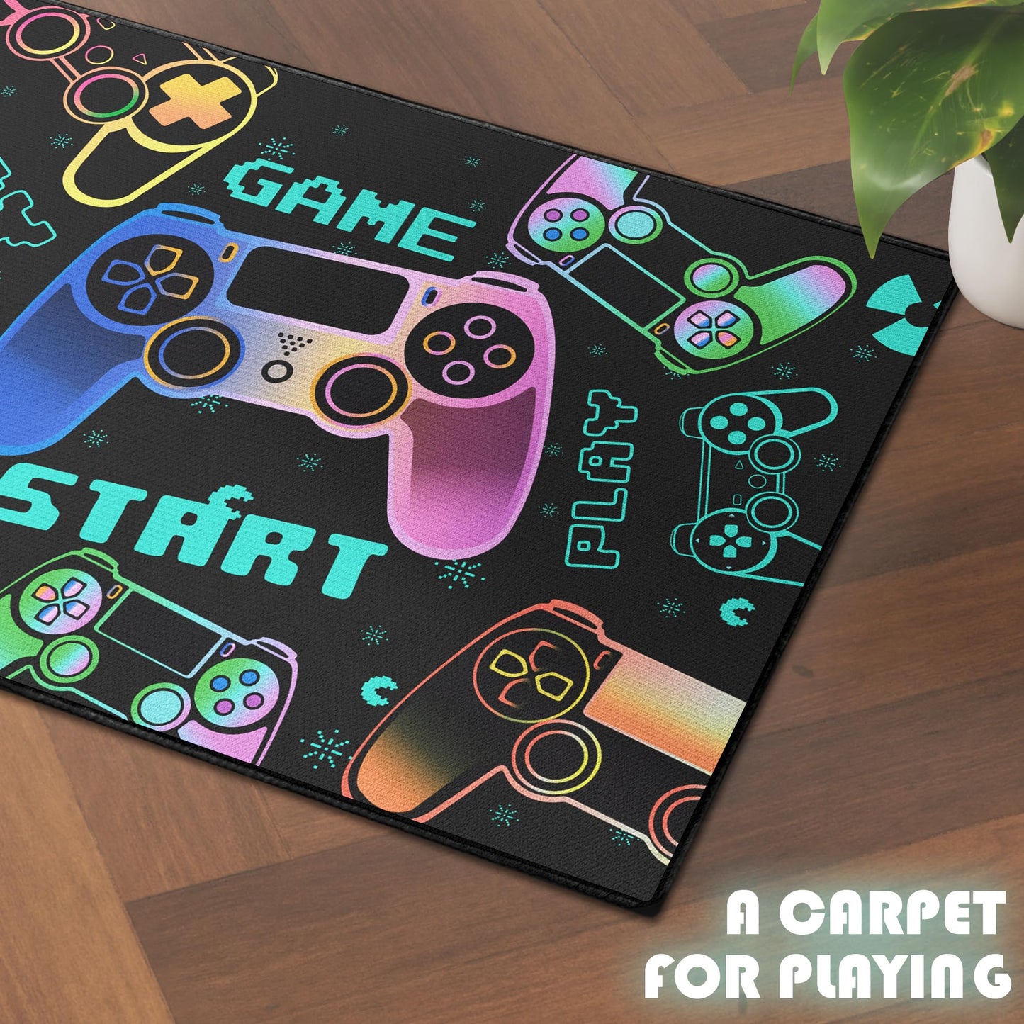 Isyorefam Play Gaming Rug for Bedroom Gamer Mat Gamepad for Boys Room 2x3 for Playroom Decor Washable