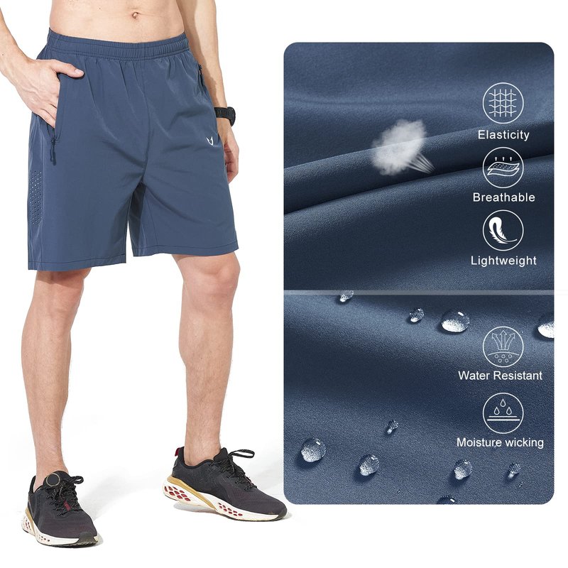 NORTHYARD Men's Athletic Running Shorts Gym Workout 7"/9"/5" Quick Dry Lightweight Sports Basketball Tennis 3 Zipper Pockets FEDERALBLUE L