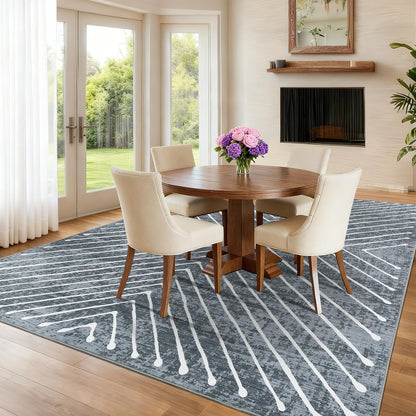 ROYHOME 8x10 Area Rug for Living Room Washable Rug Non Slip Large Bedroom Stain Resistant Dining Room Throw Rug Contemporary Accent Carpet Ultra Soft Modern Carpet for Home Decor Office, Dark Grey