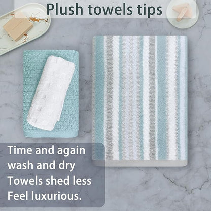 VOOVA & MOVAS 3PCS Bathroom Towels, 100% Cotton, Quick Dry, 1 Stripe Bath