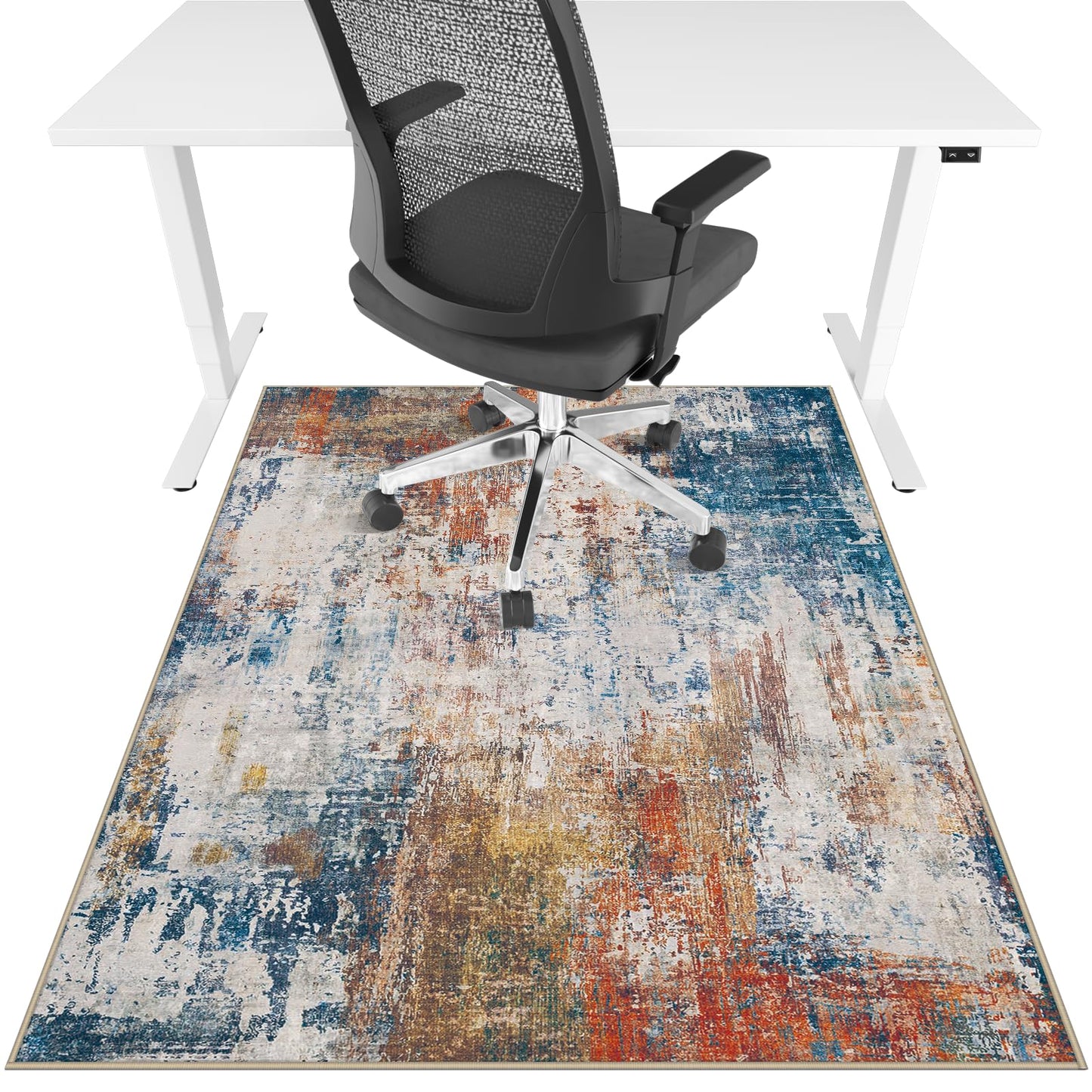 Office Chair Mat for Hardwood Floor & Tile Floor,36"X 48" Heavy Duty Desk Chair Mat for Hard Floors, Under Desk Rug for Rolling Computer Chair,Anti Slip,Low Pile Carpet Floor Protector-Abstract Multii