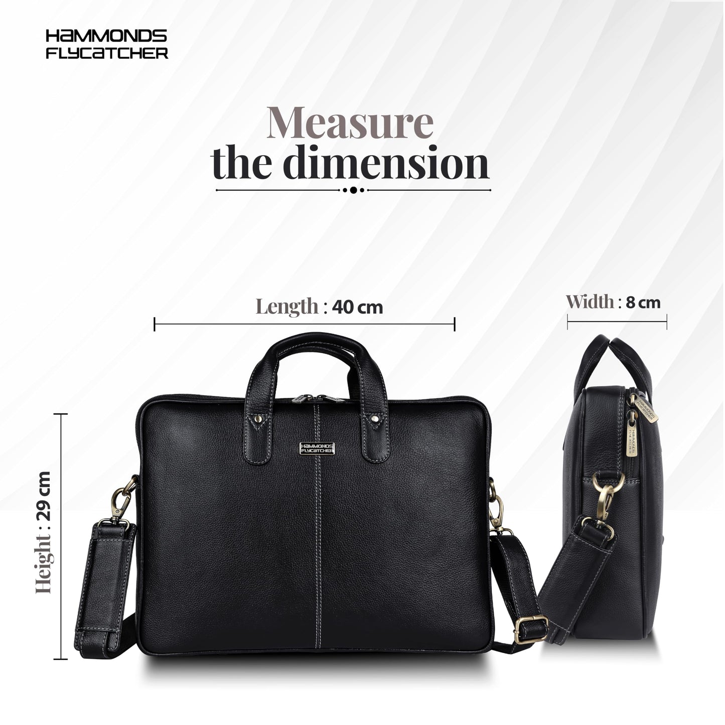 HAMMONDS FLYCATCHER Genuine Leather Laptop Bag for Men with Padded 15.6 Inch Laptop Sleeve, Leather Messenger Bag for Men - Briefcases with Multi Pockets for Office and Travel Use - Classic Black
