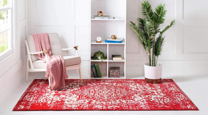 Unique Loom Richmond Collection Area Rug - Medallion (4' 1" x 6' 1" Rectangle, Red/ Ivory)