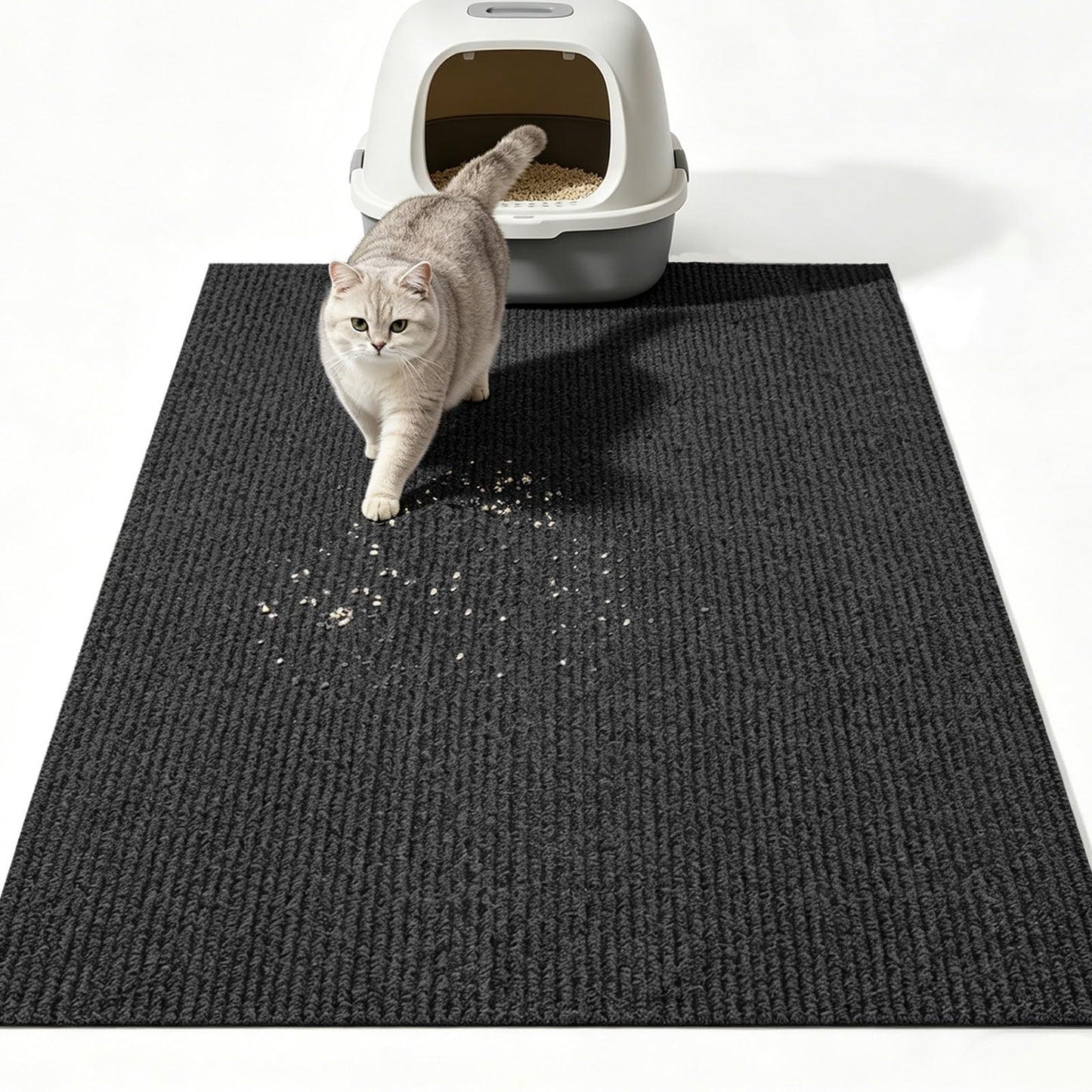 Wibeelee Large Cat Litter Box Mat Waterproof Non-Slip Litters Trapping Mat 30" X 45" Durable Cat Rug for Floor Protection, Soft on Kitty Paws and Easy to Clean
