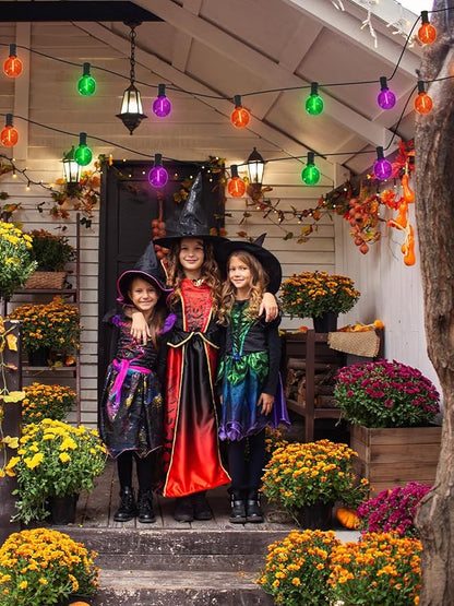 25FT G40 LED Outdoor Halloween String Lights, Orange Purple and Green Halloween Decoration Lights with 25 Globe LED Bulbs, UL Listed Hanging String Lights for Holiday Porch Garden Patio