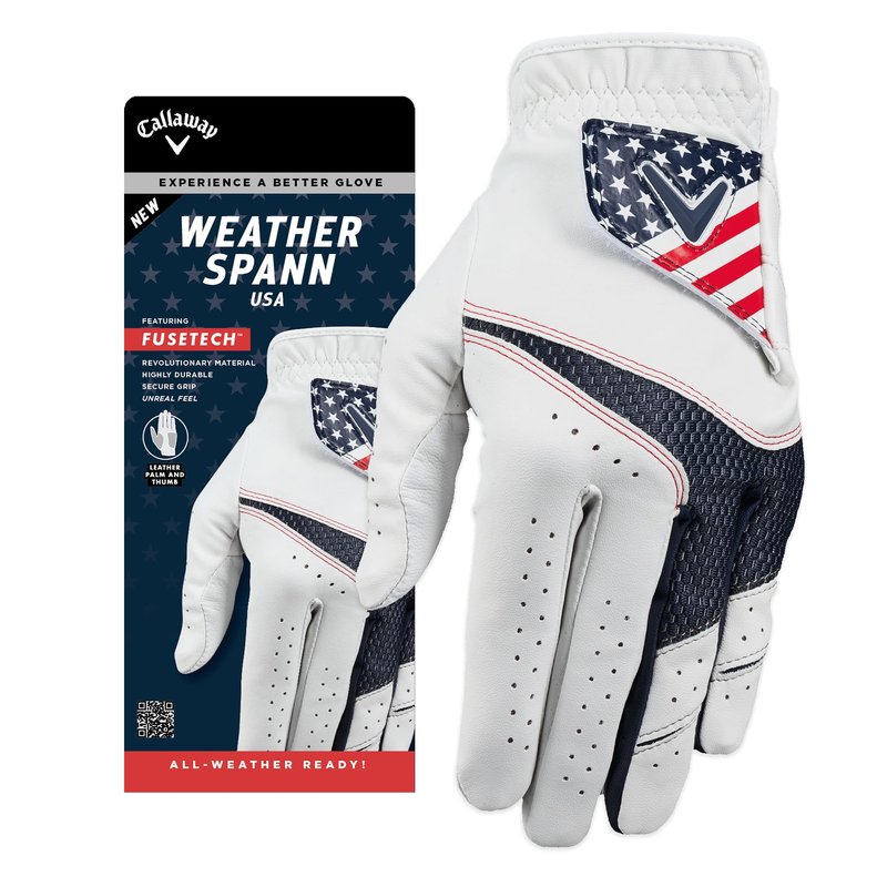 Callaway Golf Weather Spann Glove (Worn on Right Hand,White,X-Large,Men's (2-Pack))