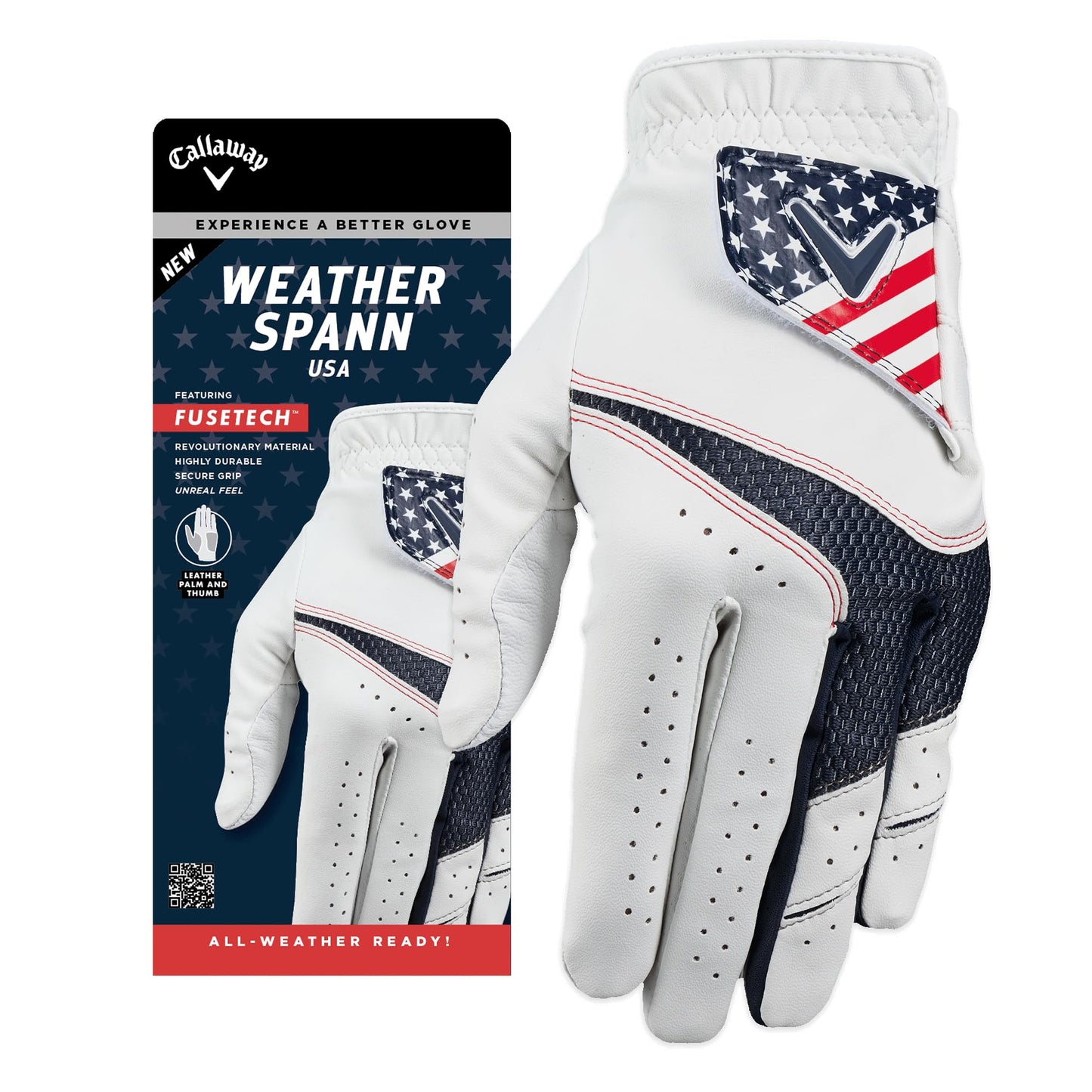 Callaway Golf Weather Spann Glove (Worn on Left Hand,USA,Small,Cadet (Short Fingers))