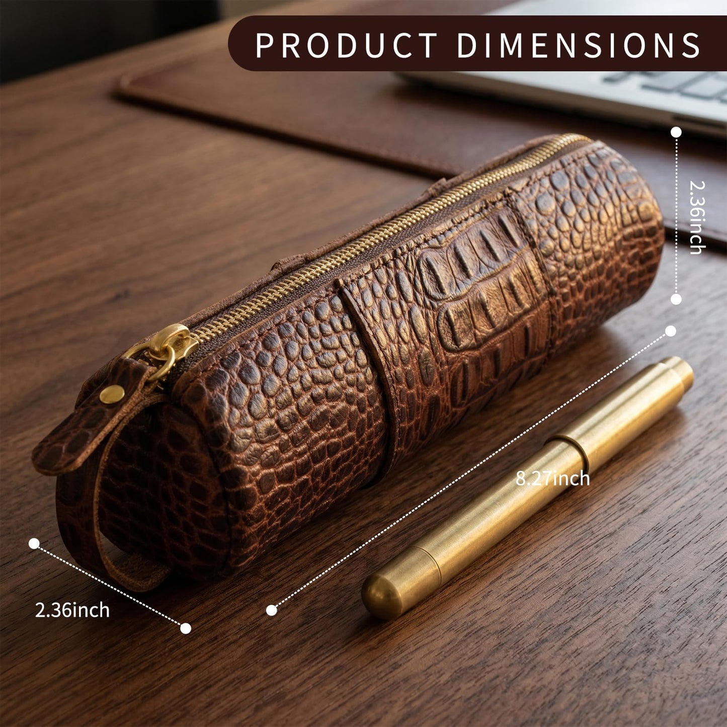 RMAWRAD Genuine leather pen cases, pen/pencil/marker/signature pen zipper bags, stationery bags, pen storage bags， Pen Holder for Work & Office &outdoor
