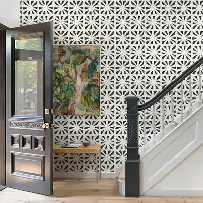 Fiula Boho Peel and Stick Wallpaper Vintage Wallpaper Geometric Wall Paper 393"×17.3" Black and Beige Retro Contact Paper Renter Friendly Self-Adhesive Waterproof Removable Bathroom Bedroom Vinyl