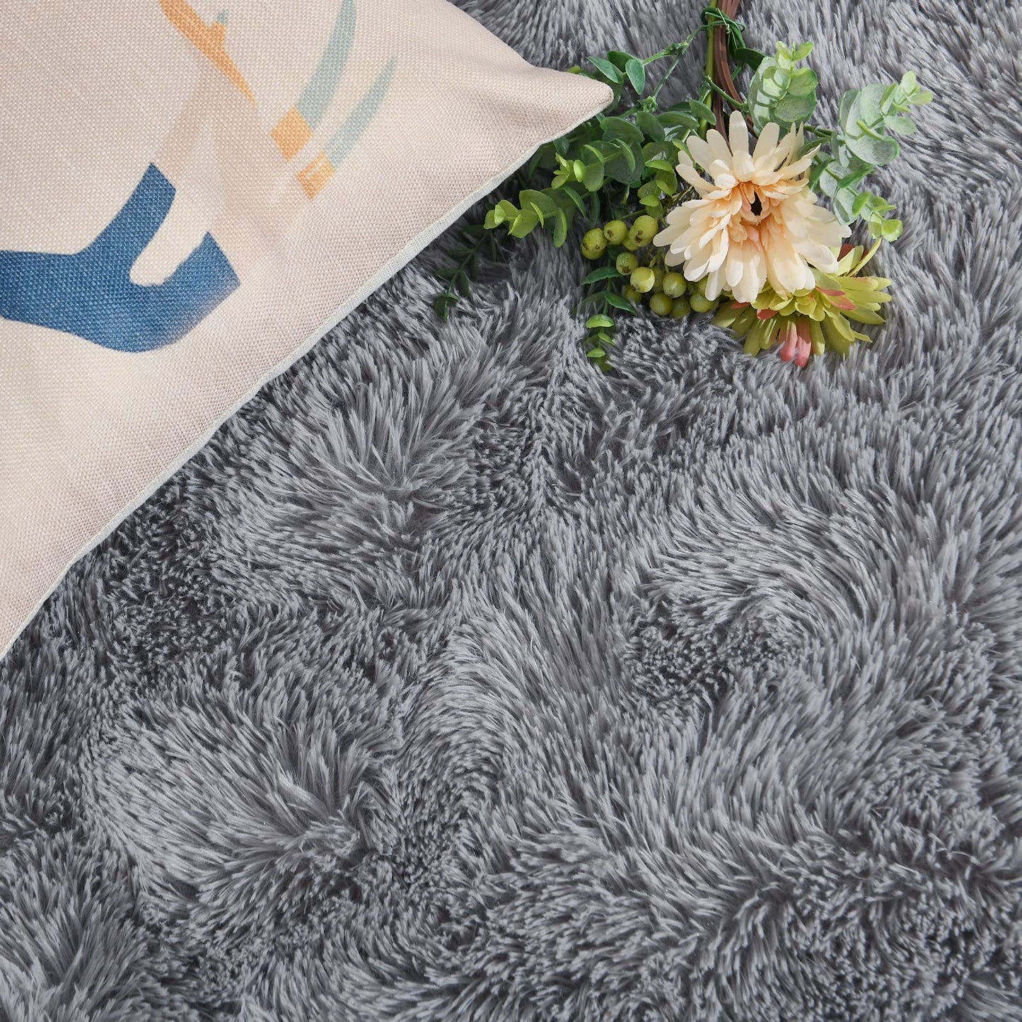 DweIke Fluffy Grey Rugs for Bedroom Living Room, 3x5 Feet Soft Plush Shaggy Light Gray Girls Boys Kids Rug, Non-Slip and Machine Washable Carpet for Dorm Nursery Classroom Decor
