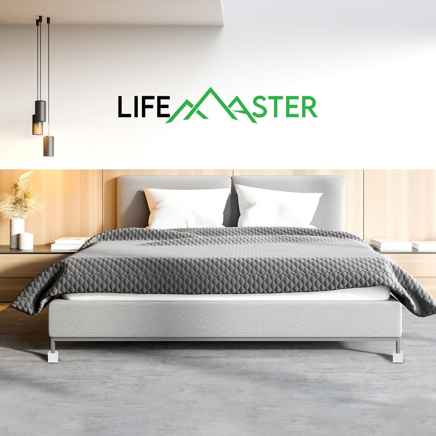 Lifemaster Furniture Riser Set - 4 Pieces Non-Slip Design Furniture Leg Riser fits with Bed, Chair, Table, Sofa, Desk, and Couches - White