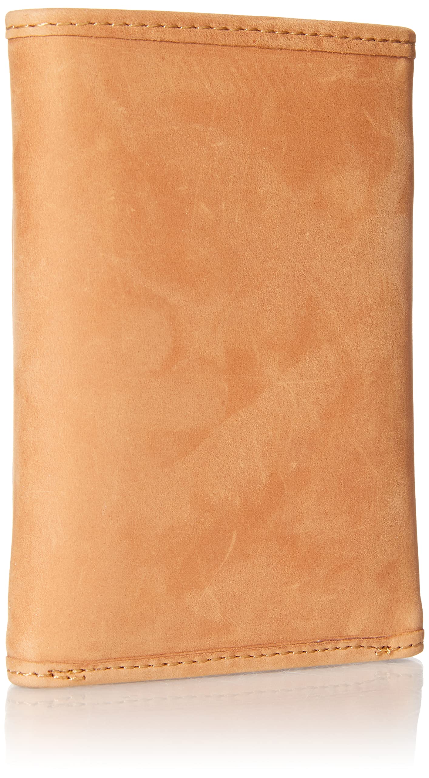 Lucky Brand American Flag Embossed Leather Trifold Wallet for Men with RFID Blocking, Tan