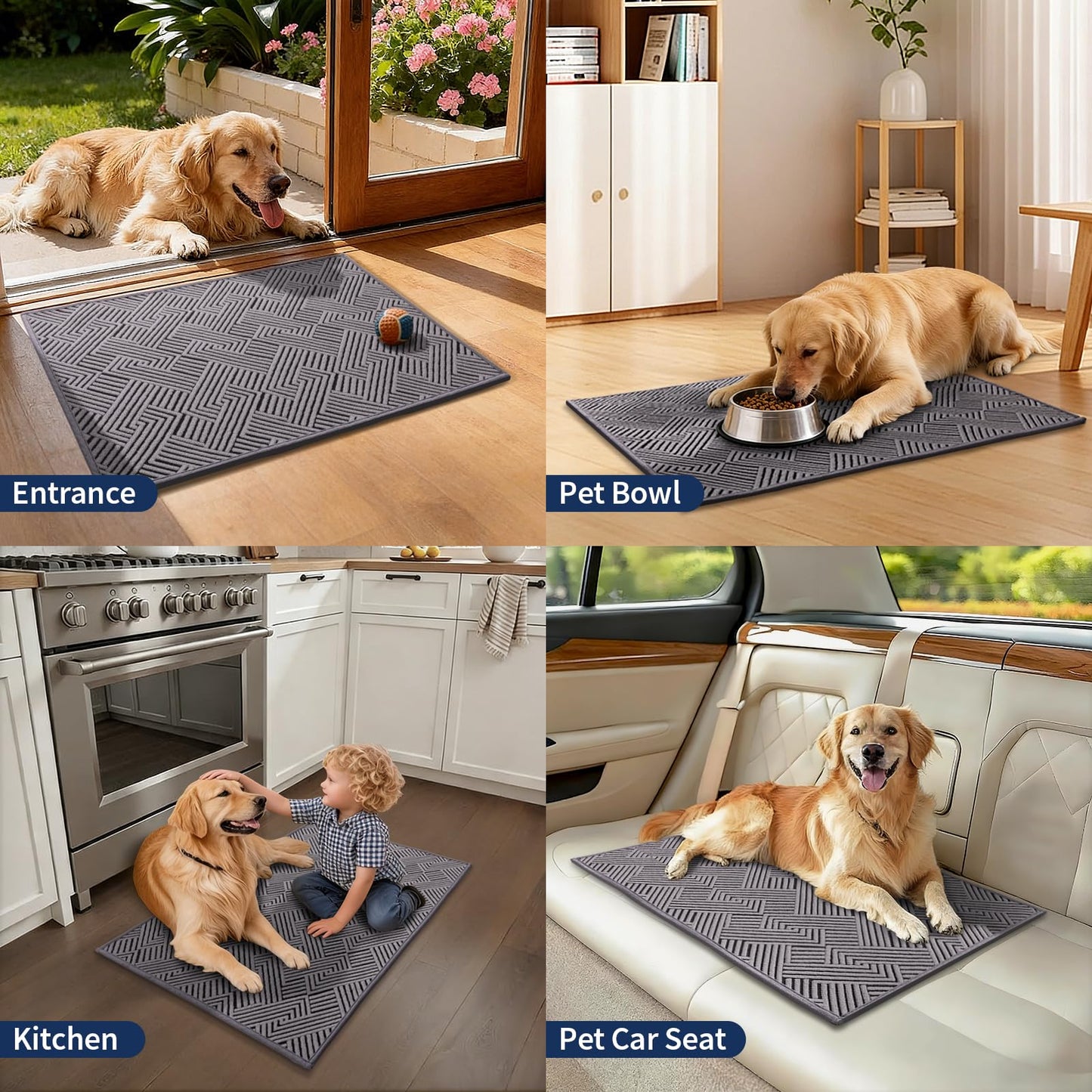 YIHOUSE Dirt Trapper Door Mat 32" x 47", Non-Slip Washable Entrance Mat, Dirt Resistant and Absorbent Welcome Mat, Low Profile Floor Mat for Front/Back Door, Entryway, Grey