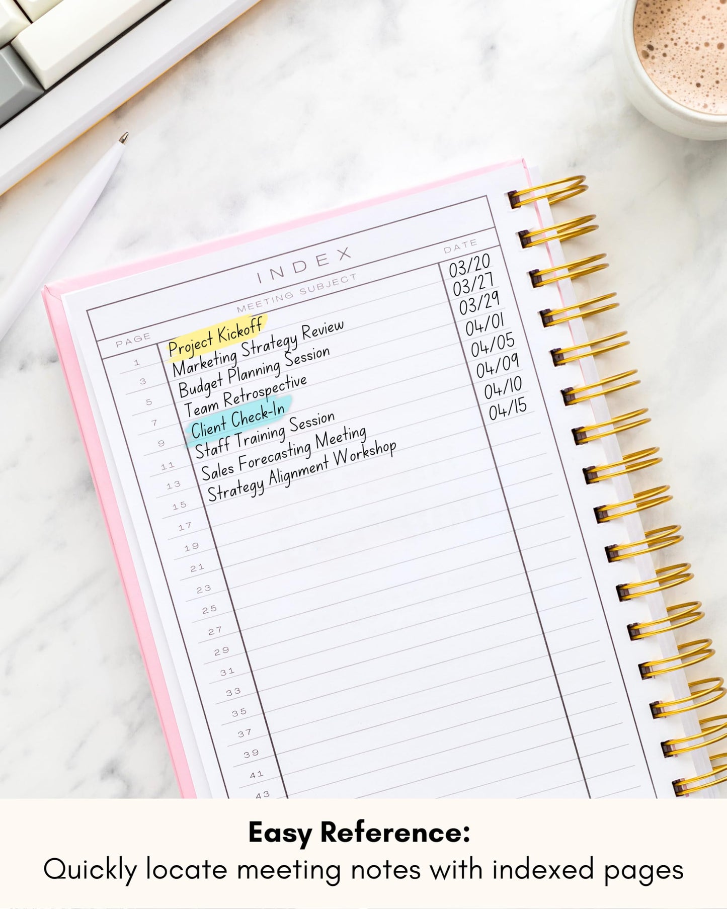Lamare Meeting Notebook for Work Organization – Perfect Work Notebook for Note Taking, Meeting Planner and Office Supplies for Men & Women