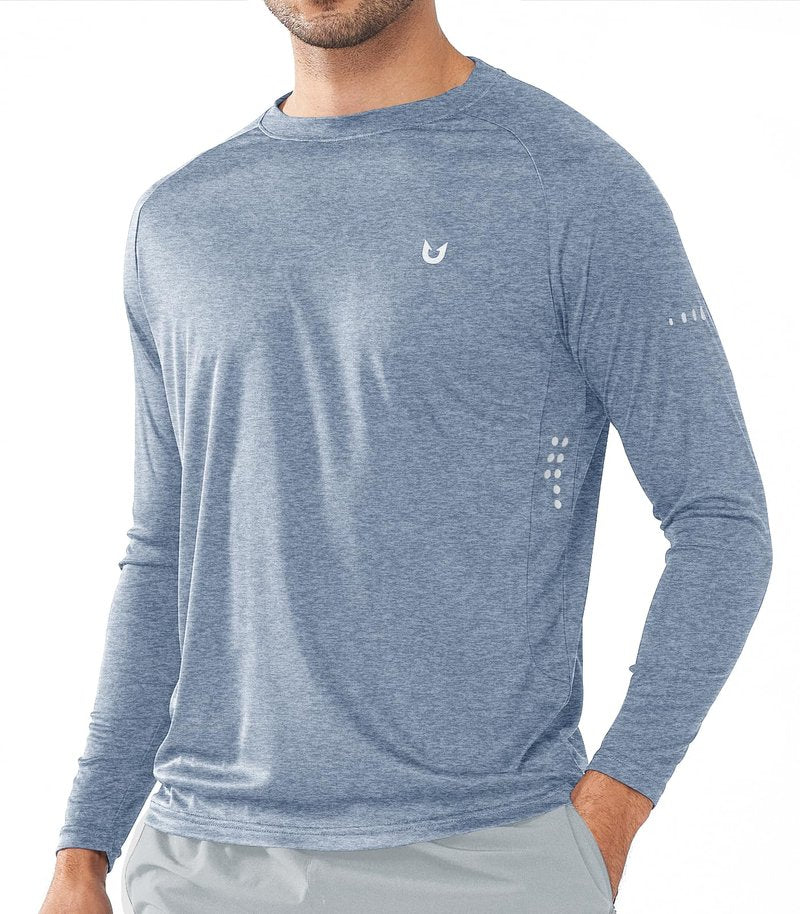 NORTHYARD Men's Sun Protection Shirts UPF 50+ Long Sleeve Swim Rash Guard Shirt Running Workout Athletic Hiking UV Fishing BLUEHEATHER L