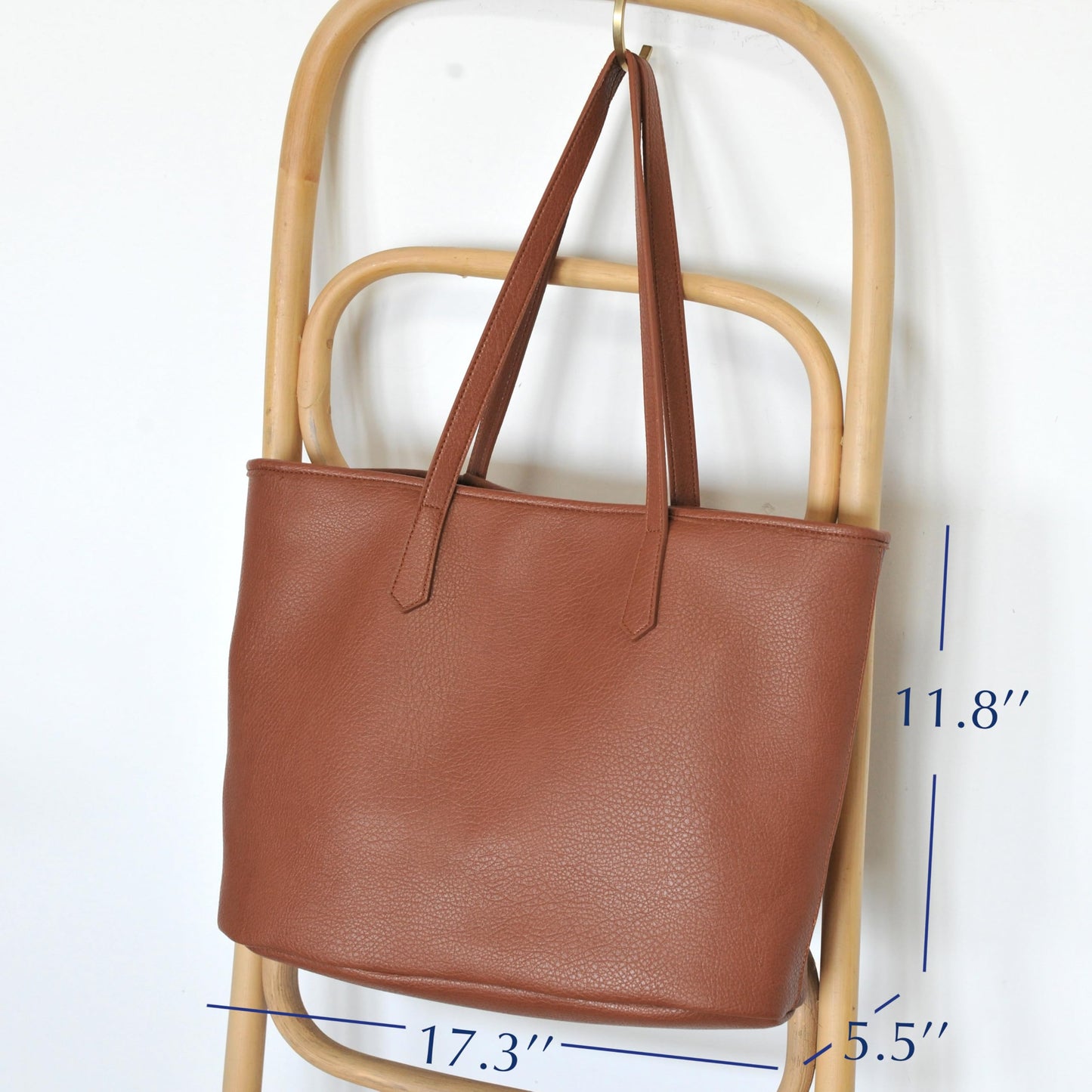 Zipper Tote Bag for Women Soft Vegan Leather Handbag for Work, Travel & Everyday Use (Brown)