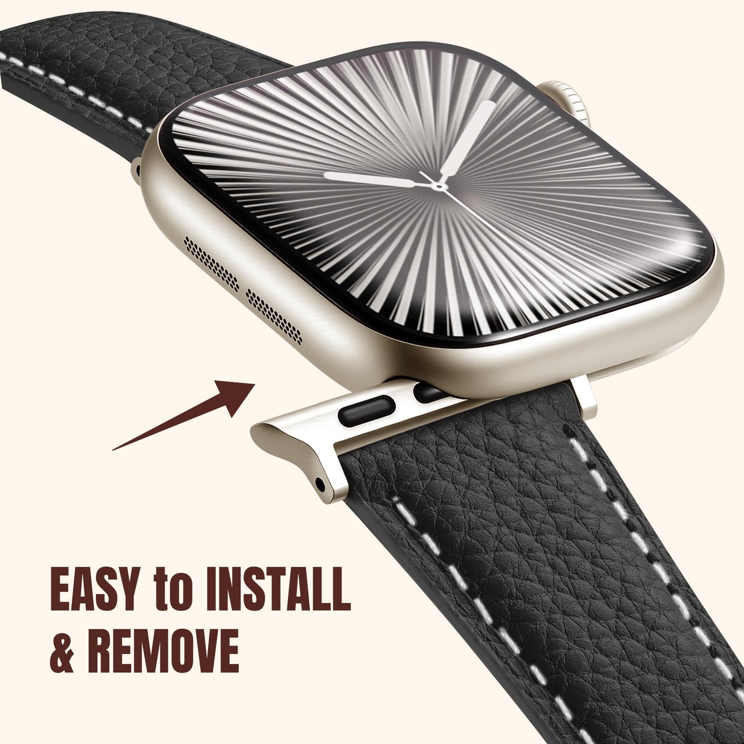 Charlam Leather Magnetic Watch Band, Compatible with Apple Watch Bands 40mm 38mm 41mm 42mm 44mm 45mm 46mm 49mm Women Men, Top Grain Leather Designer Strap for iWatch Series 11/10/9/8/7/6-1/Ultra 3/SE3