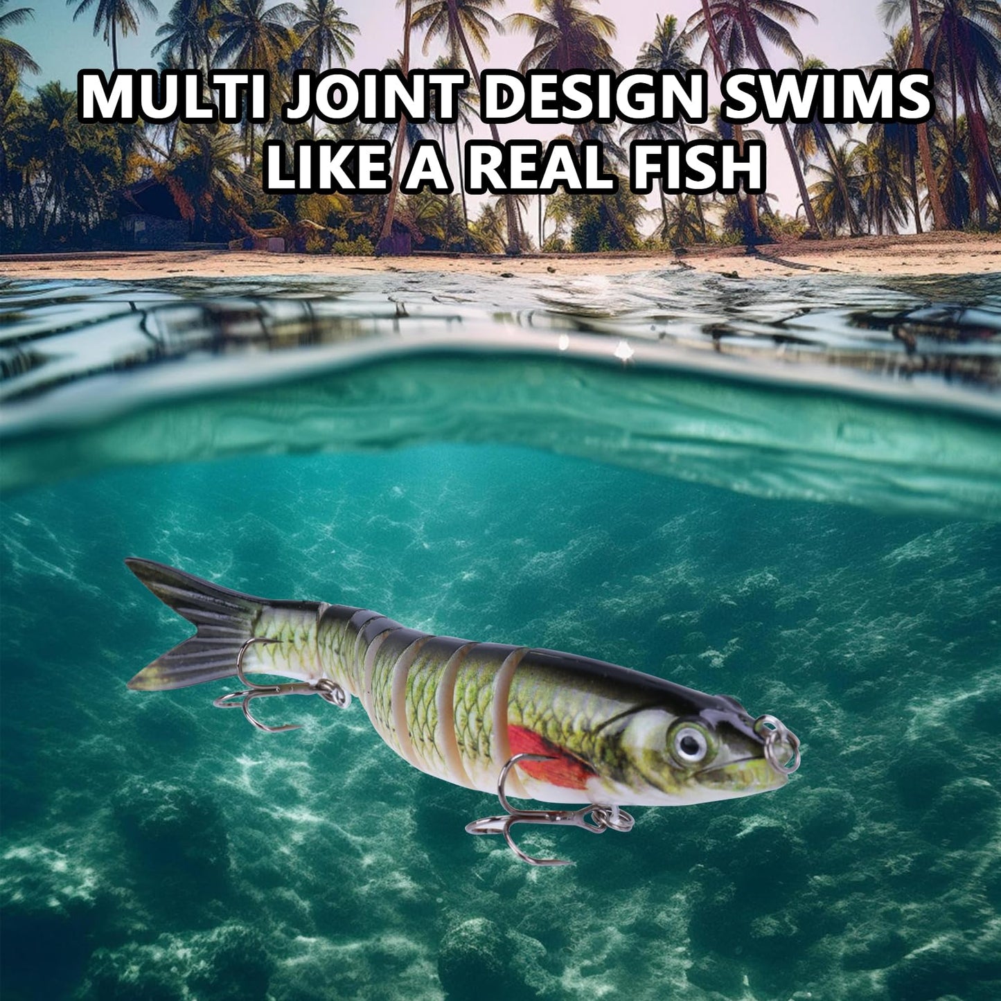 6PCS Swimbait Kit Realistic Bait and Surface Bait with Realistic 3D fisheye and Multi Joint Swimming Movements, Perfect for Saltwater and Freshwater Fishing Kits (A-6PCS)