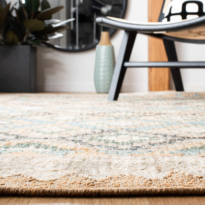 SAFAVIEH Kilim Collection Area Rug - 5' x 8', Blue & Ivory, Handmade Flat Weave Jute, Ideal for High Traffic Areas in Living Room, Bedroom (KLM756M)