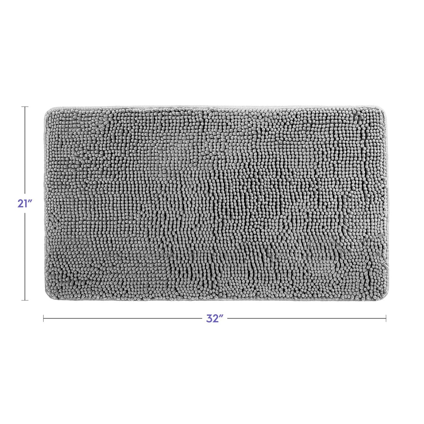 Tafts Bathroom Rugs, Extra-Thick Memory Foam Bath Mat, Ultra-Soft Chenille Microfiber, Highly Absorbent, Machine Washable, Shaggy Bath Mats for Bathroom, Non-Slip (21"x32") Space Grey