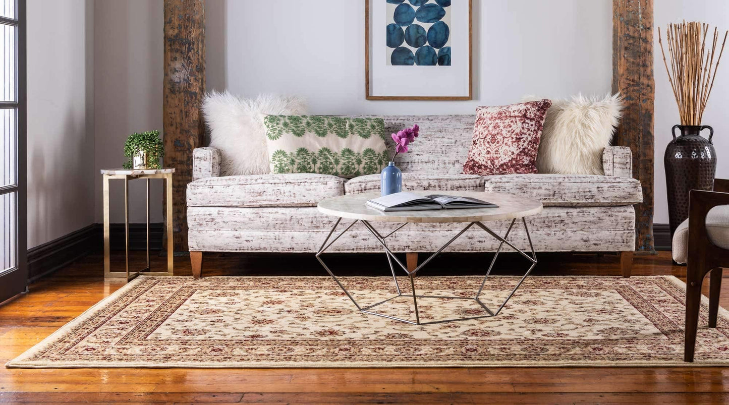 Unique Loom Voyage Collection Traditional Oriental Classic Intricate Design Area Rug (10' 0 x 13' 0 Rectangular, Ivory/Gold)