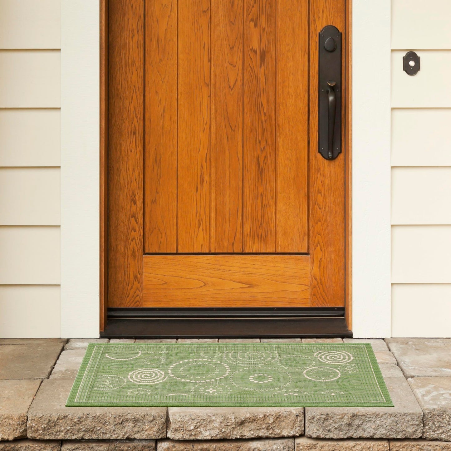 SAFAVIEH Washable Rug Outdoor Courtyard Collection - 2' x 3'7", Olive & Natural, Non-Shedding & Easy Cleaning, Ideal for Patio, Front Door, Entryway, Doormat (CY1906-1E06)
