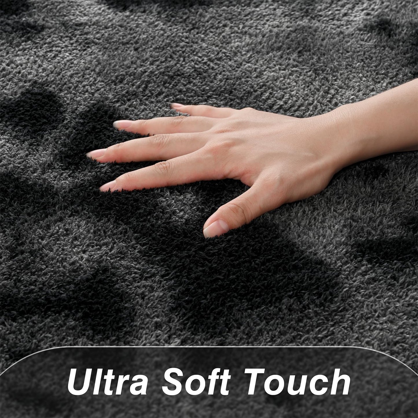 Large Soft Rugs for Living Room, 6 x 9 Ft Tie-Dyed Thickened Memory Foam Area Rug for Bedroom, Non-Slip Comfy Indoor Carpet for Boys Girls Room Nursery Home Decor, Dark Grey
