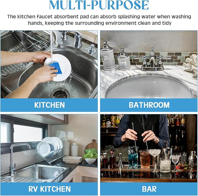 2 Pcs Faucet Mat for Kitchen Sink Splash Guard for Kitchen Sink Faucet Dish