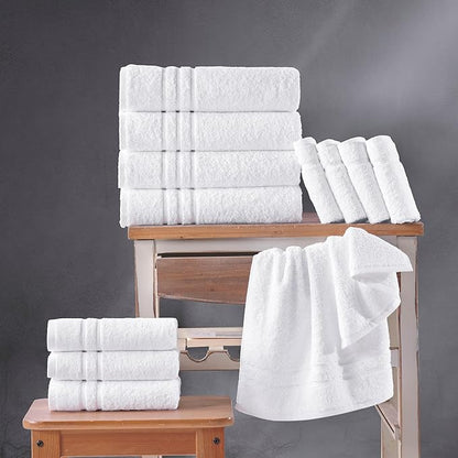 Hawmam Linen White Bath Towels 4 Pack 27 x 54 Inches 100% Turkish Cotton Soft