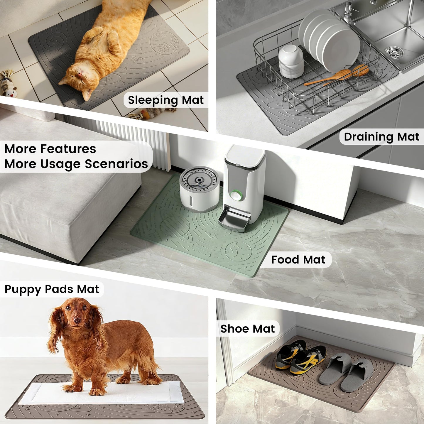 OHMO Cat Litter Mat Large Litter Box Mat, 31.5x23.6 Sage Green, Premium BPA-Free Silicone Rubber Kitty Litter Mat for Litter Box, High Edge Scatter Control Non-Slip Waterproof Litter Trapping Mat