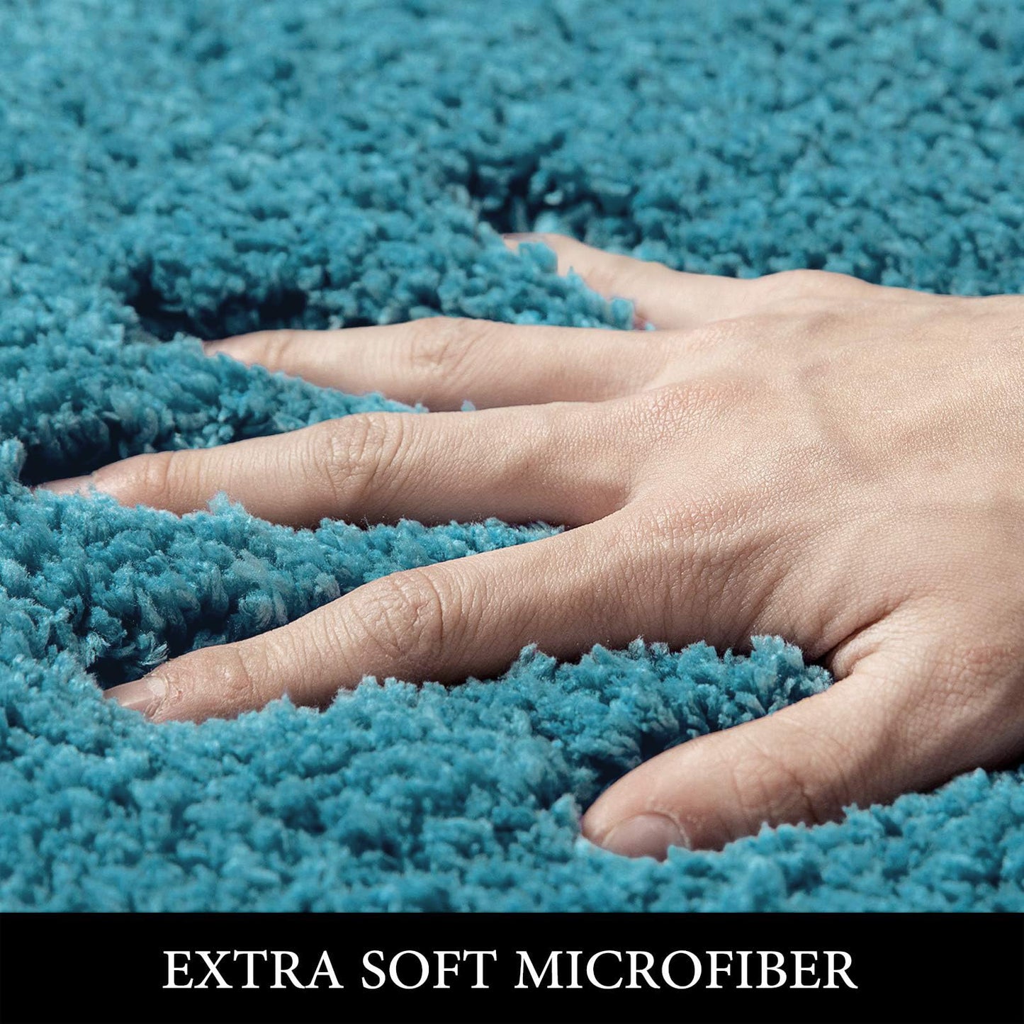 MIULEE Teal Toilet Rugs U-Shaped，Soft Absorbent Microfiber Bathroom Rugs Non Slip Quick Dry Fluffy Contour Bath Mats for Toilet Base Bathroom Floor, Machine Washable, 20x20 Inch