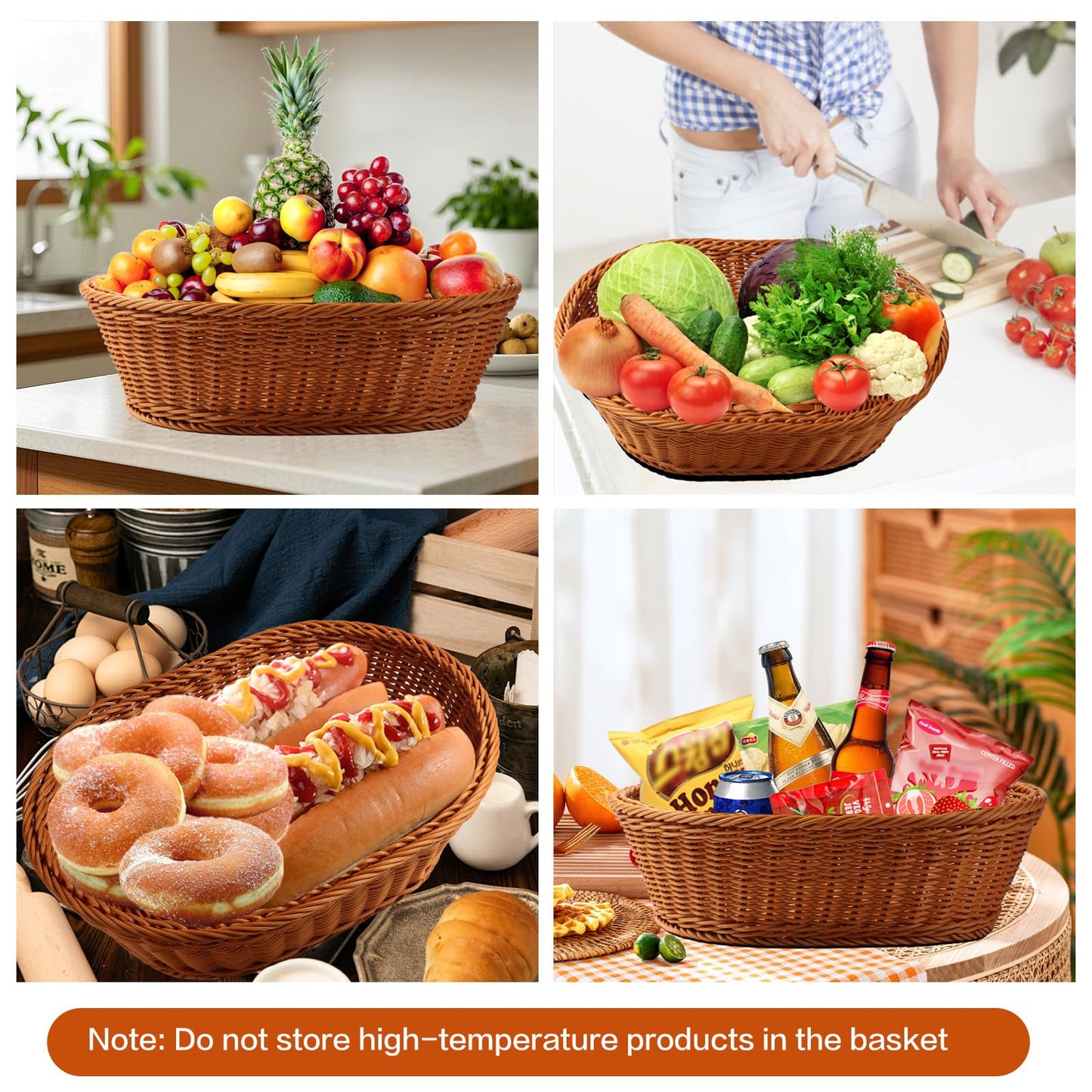 Boensi 2 Pack gift baskets empty, 14.9"x 11" x 4.7"Wicker Basket with Ribbon,Gift Bag – Bread Basket Perfect for Kitchen Storage,Christmas Gift,Table Centerpiece,Serving Bread, Fruit & Vegetable