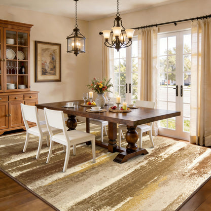 plumlik Area Rugs for Living Room, 6x9 Brown Modern Abstract Rugs for Bedroom, Large Washable Boho Rug with Non-Slip Rubber Backing for Dining Room Dorm Classroom Farmhouse Kids Playroom
